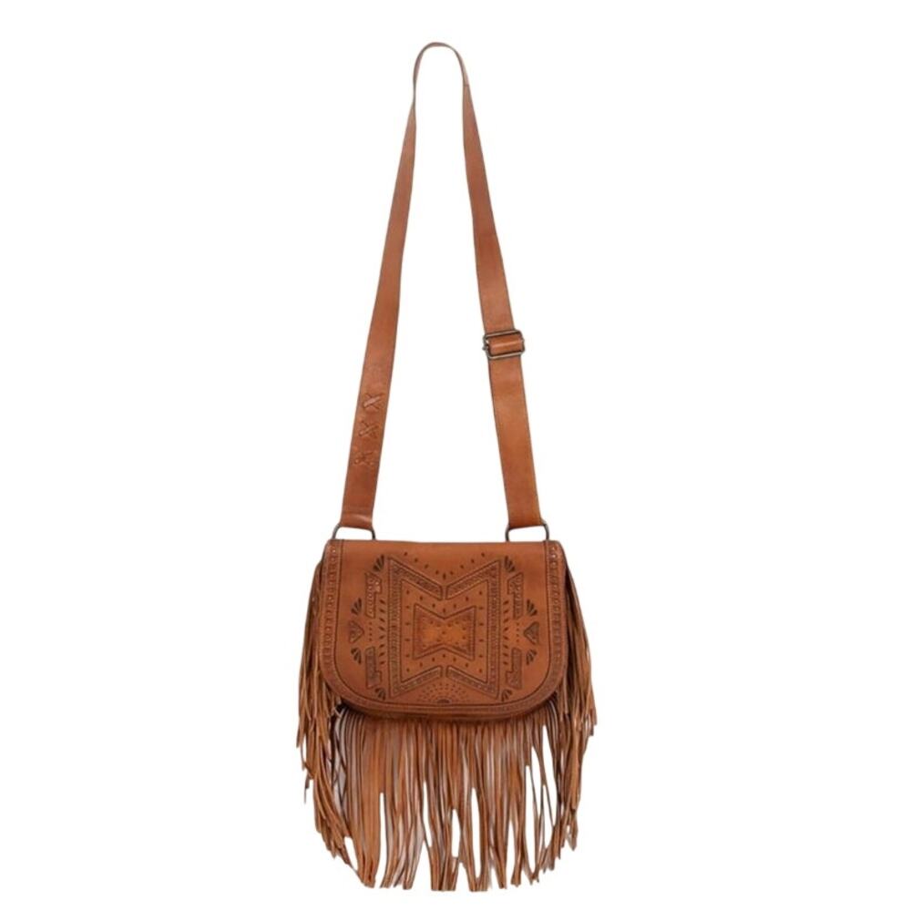 STS Ranchwear Wayfarer Selah Leather Fringe Crossbody Bag Whiskey Western Boho